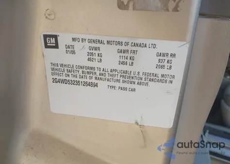 2005 Buick Lacrosse Cxl из США, поврежденный, VIN 2G4WD532351264894